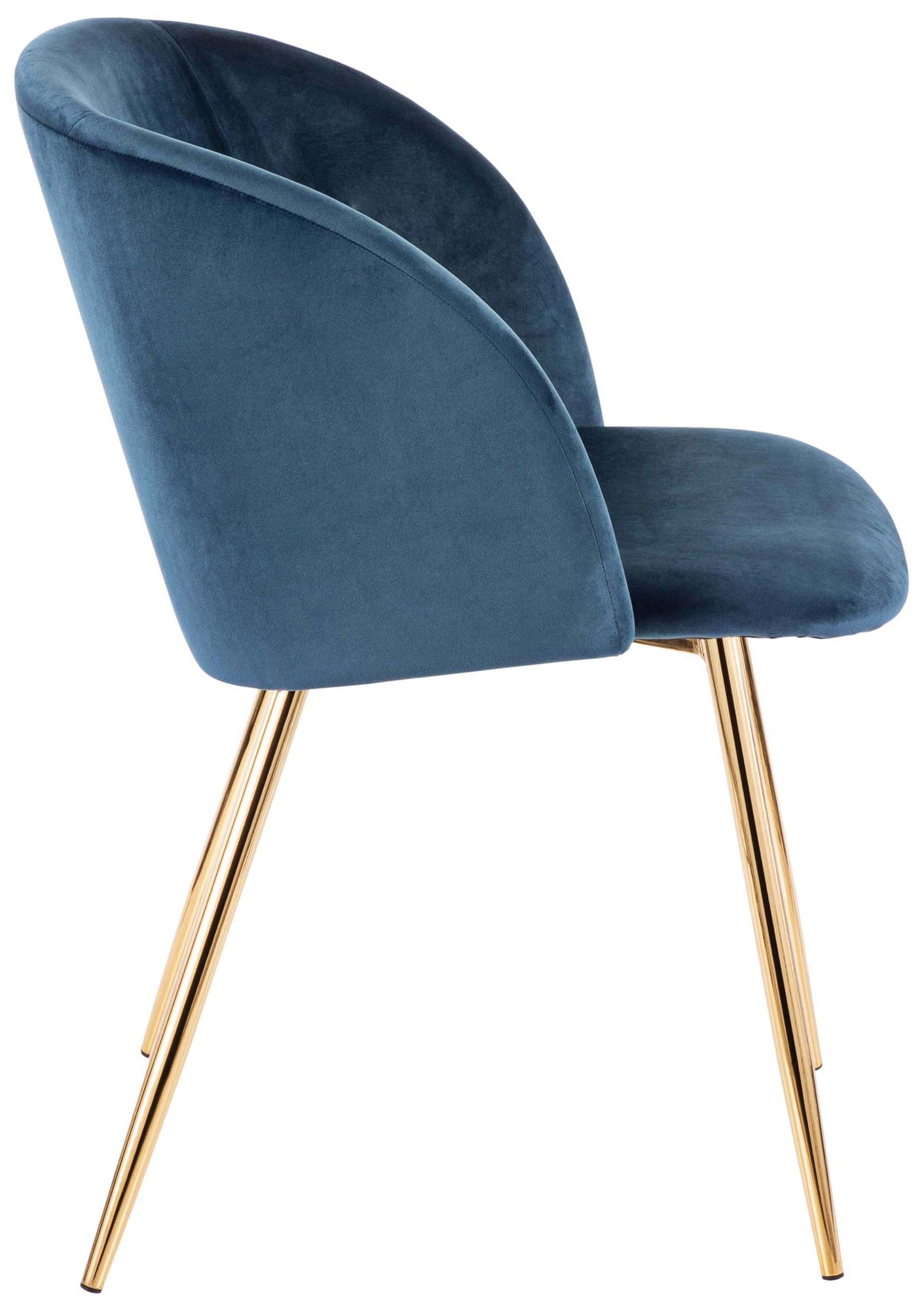 Fran Gold Metal and Blue Velvet Dining Chairs Set of 2 60G32 Lamps