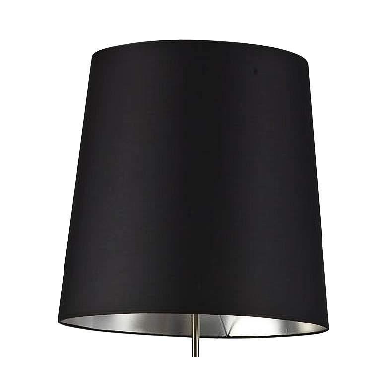 Image 2 Finesse Satin Chrome Floor Lamp with Small Black-Silver Shade more views