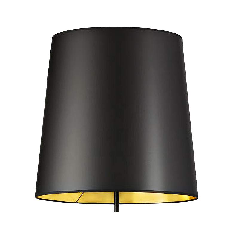 Image 2 Finesse Matte Black Floor Lamp with Small Black-Gold Shade more views