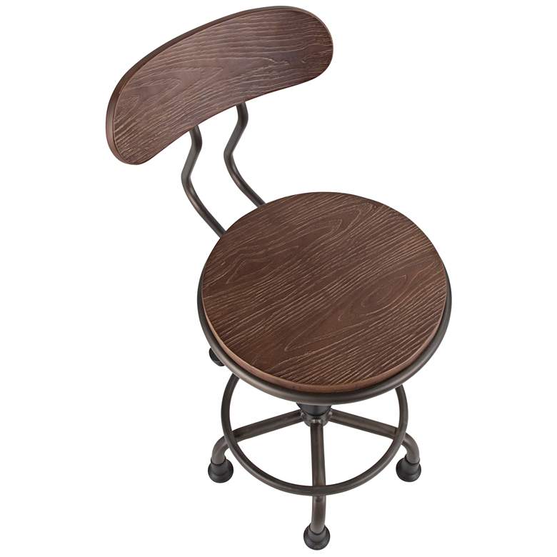Dakota Antique Metal and Espresso Wood Adjustable Task Chair more views