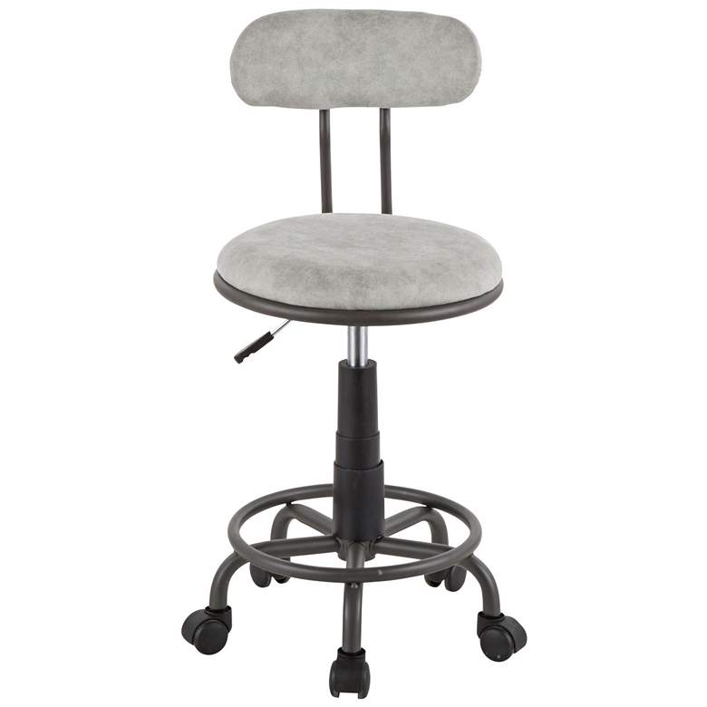 Image 5 Swift Light Gray Faux Leather Adjustable Swivel Task Chair more views