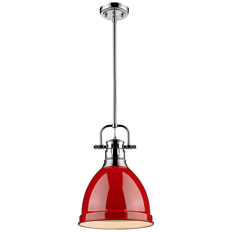 Image 4 Duncan 9" Wide Chrome and Red Mini Pendant with Rod more views