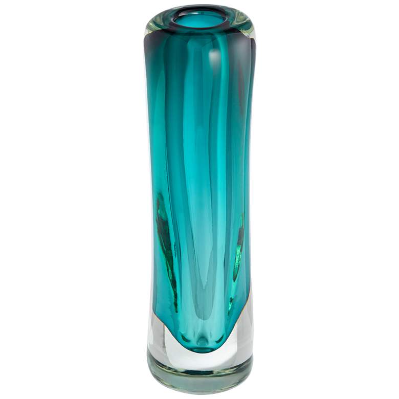 Image 5 Tia 13" High Dark Teal Modern Glass Vase more views