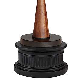 Hunter Bronze Cherry Wood 2-Light Table Lamp With Black Round Riser more views
