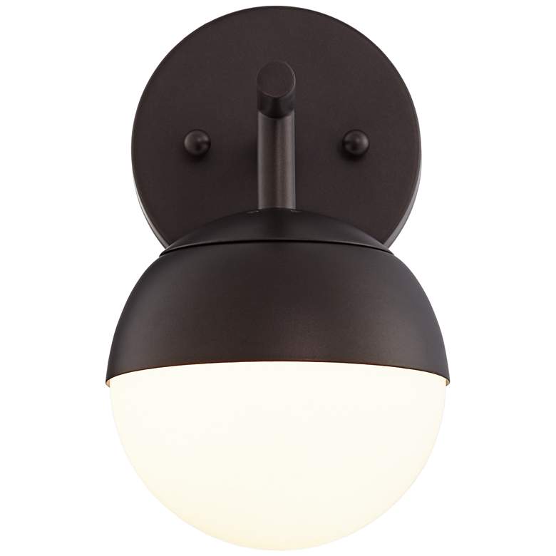 Luna Frosted Glass Bronze Globe Plug-In Wall Lamp more views