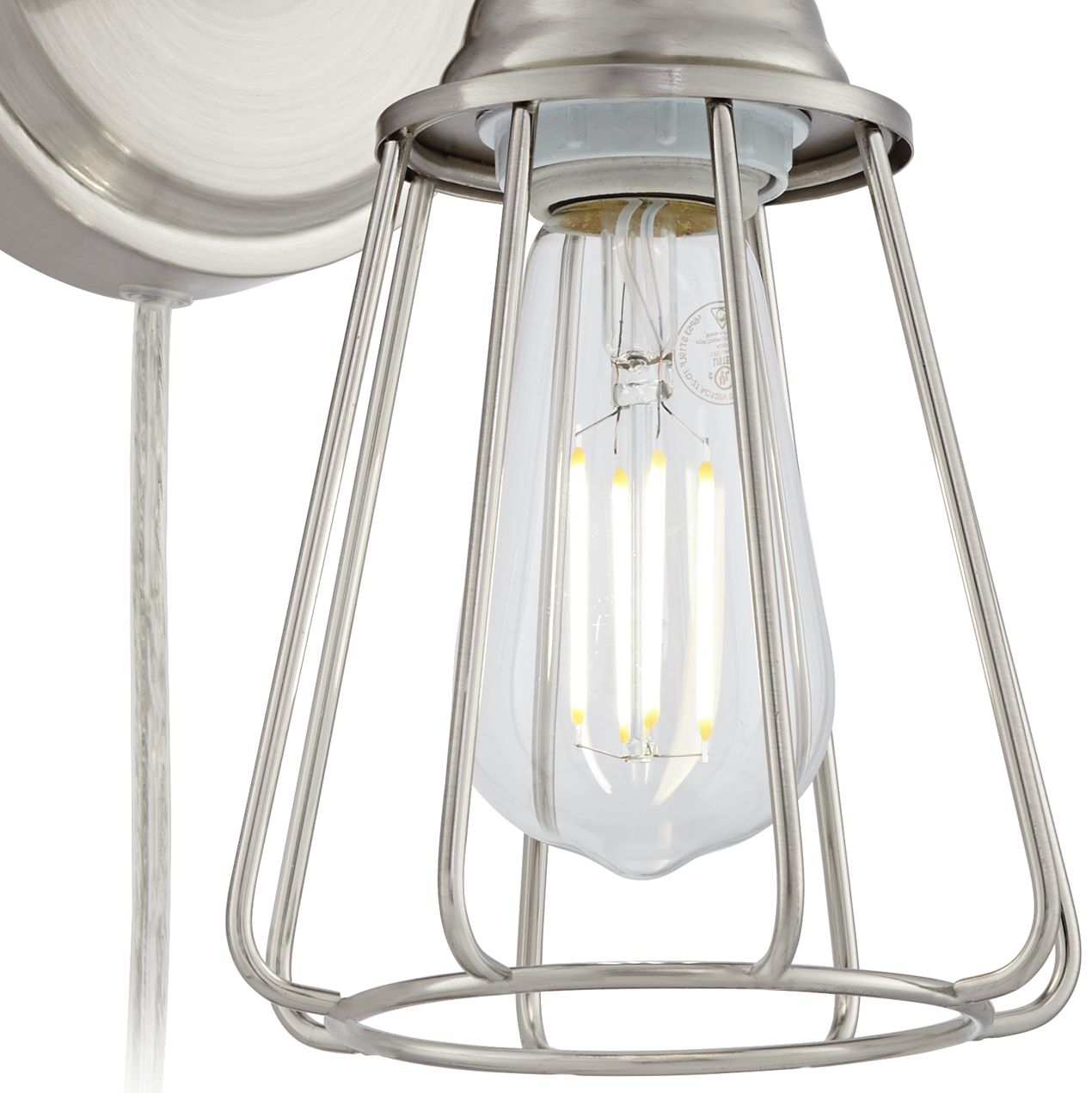 Adelaide Brushed Nickel Cage PinUp Wall Lamp 61D01 Lamps Plus