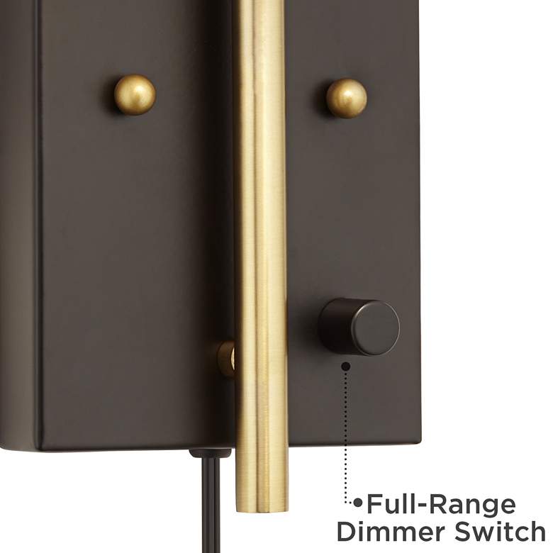 Chester Antique Brass and Black Swing Arm Plug-In Wall Lamp more views