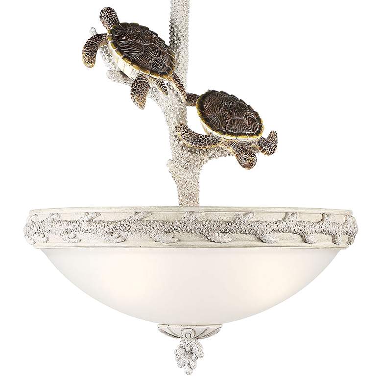 Image 3 Turtles Sealife 22" Wide Antique and Glass Pendant Light more views