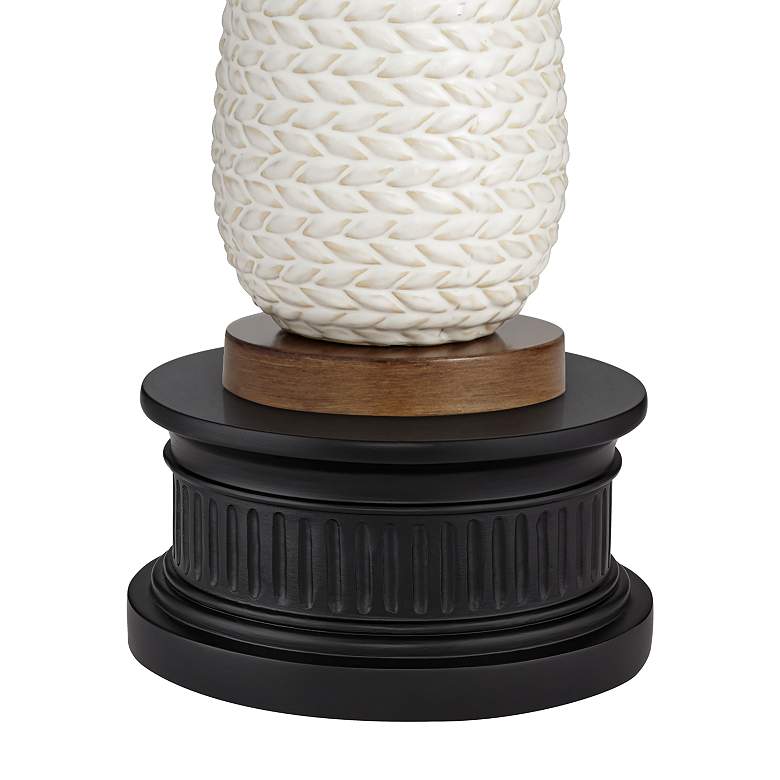 Possini Euro Kingston White Pull Chain Table Lamp With Black Round Riser more views