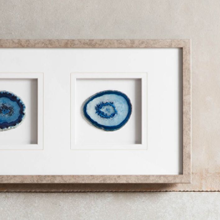 Blue Agate Trio Stone 34" High Framed Graphic Wall Art 62A67 Lamps Plus