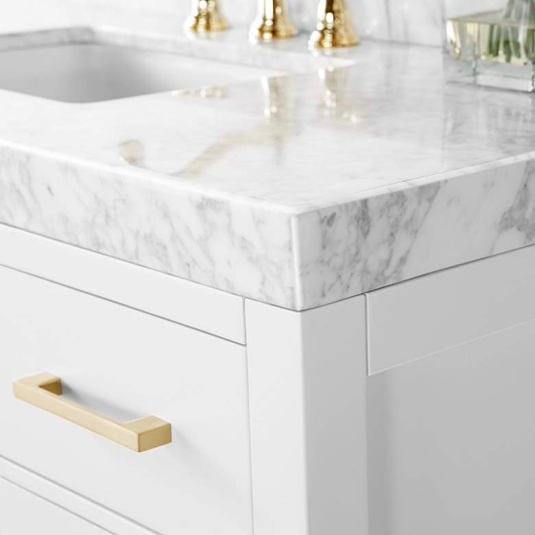 Elizabeth 48&quot;W Gold Hardware White Marble Single Sink Vanity more views
