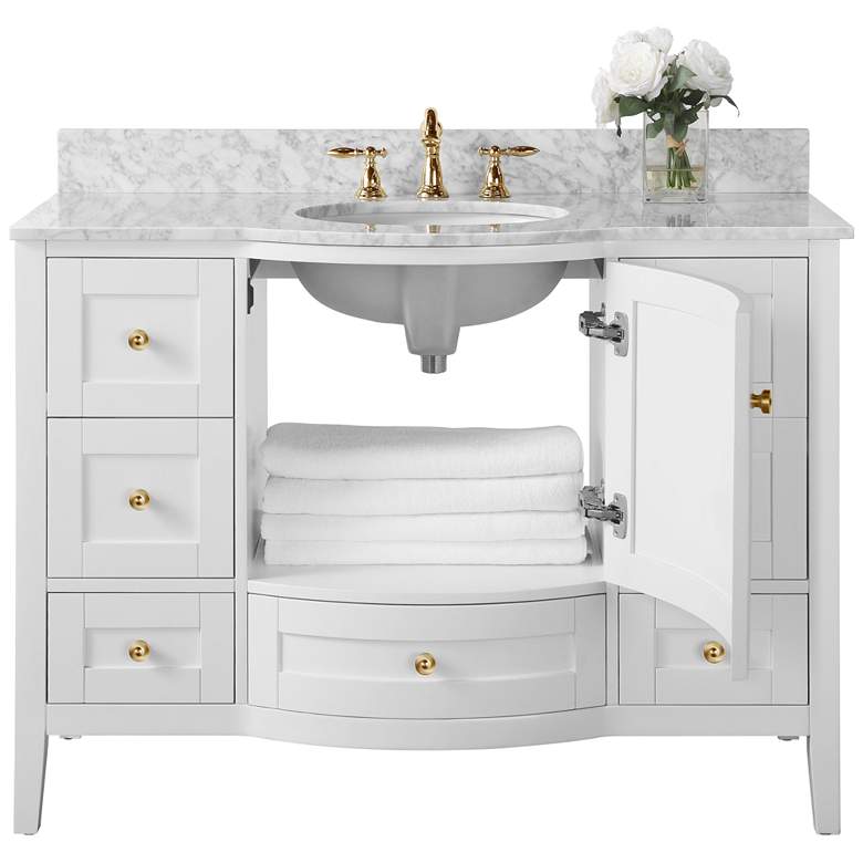 Lauren 48&quot; Wide Gold/White Marble Single Sink Vanity more views