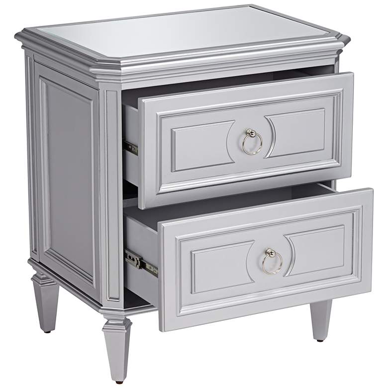 Aurora 26&quot; Wide 2-Drawer Mirrored and Silver Side Table more views