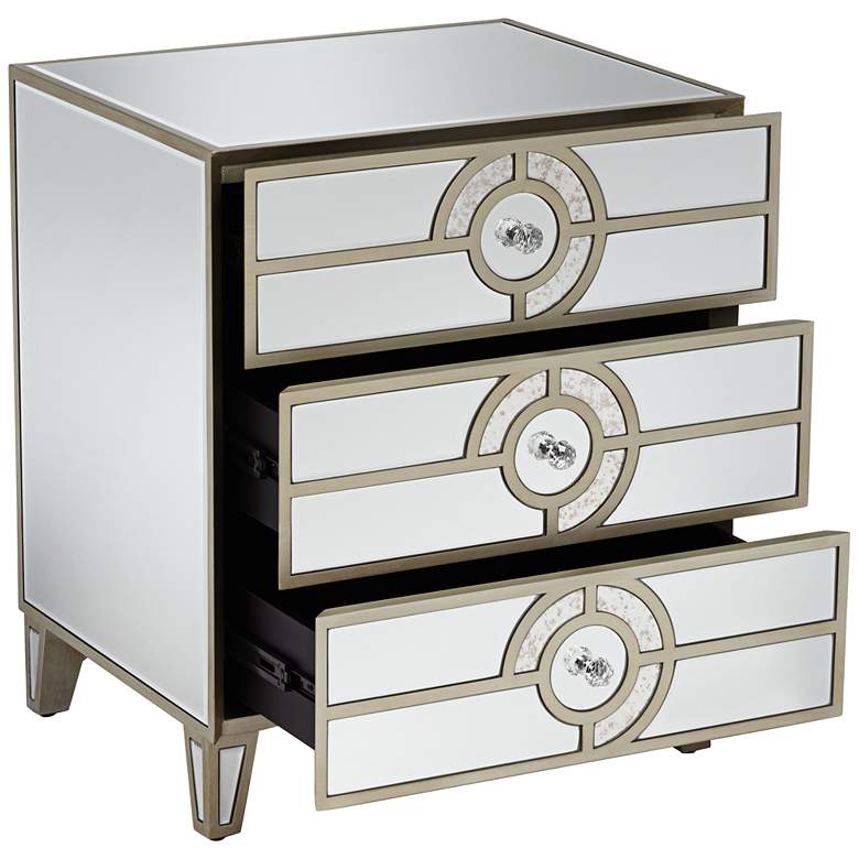 Janine 21 1/2&quot; Wide Mirrored  3-Drawer Art Deco Side Table more views