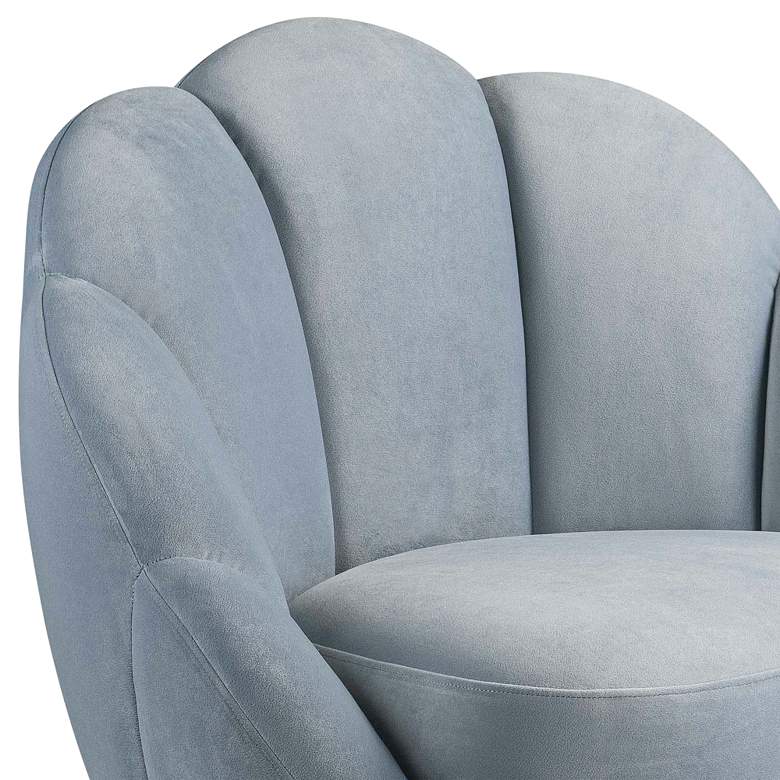 Image 3 Bloom Sea Blue Velvet Channel Tufted Accent Chair more views