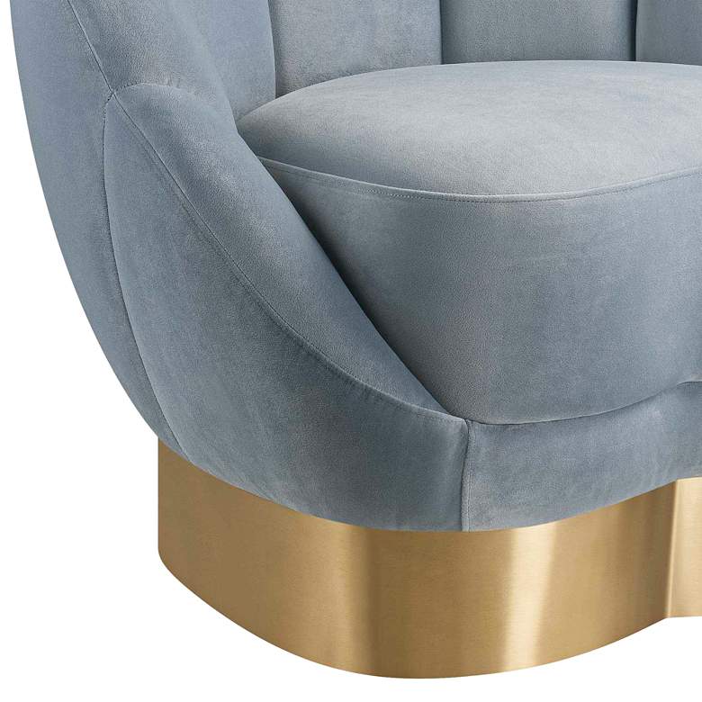 Image 4 Bloom Sea Blue Velvet Channel Tufted Accent Chair more views
