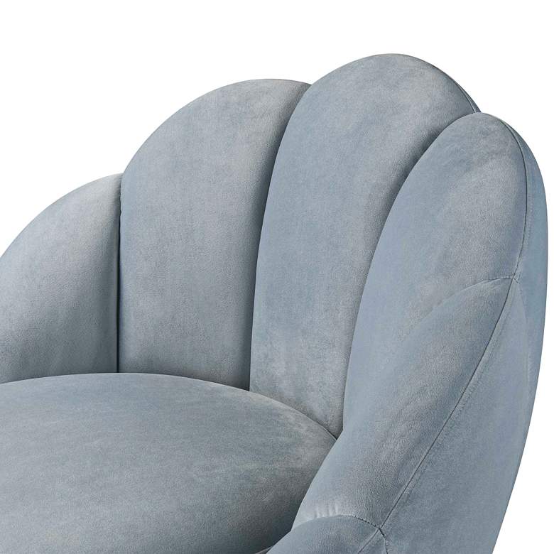 Image 5 Bloom Sea Blue Velvet Channel Tufted Accent Chair more views