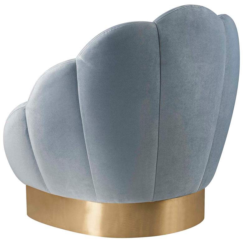 Image 6 Bloom Sea Blue Velvet Channel Tufted Accent Chair more views