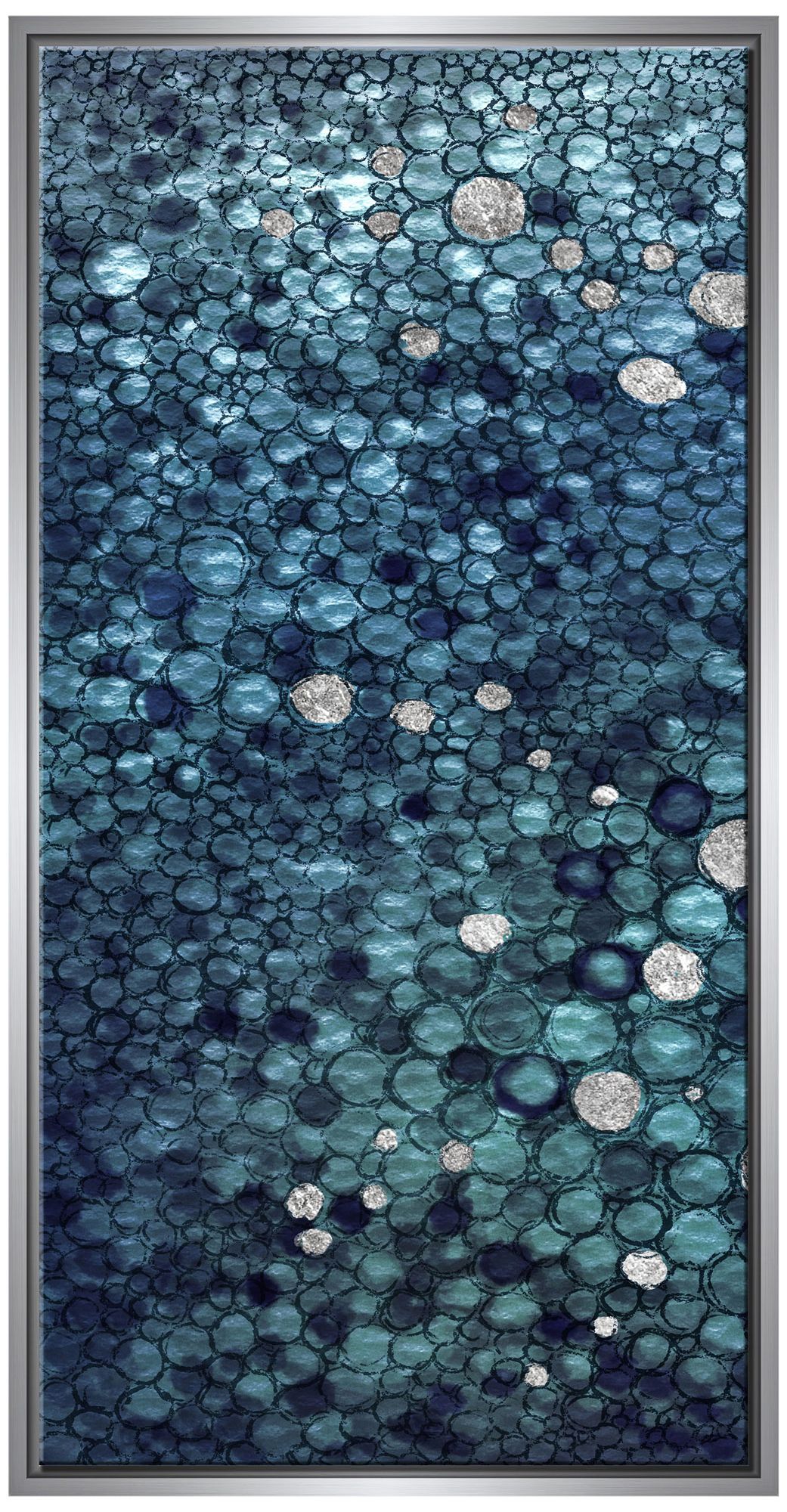 Blue Pebble 40" High Triptych Framed Canvas Wall Art ...
