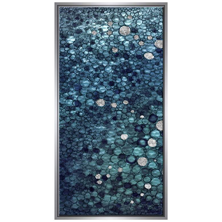 Image 2 Blue Pebble 40" High Triptych Framed Canvas Wall Art more views