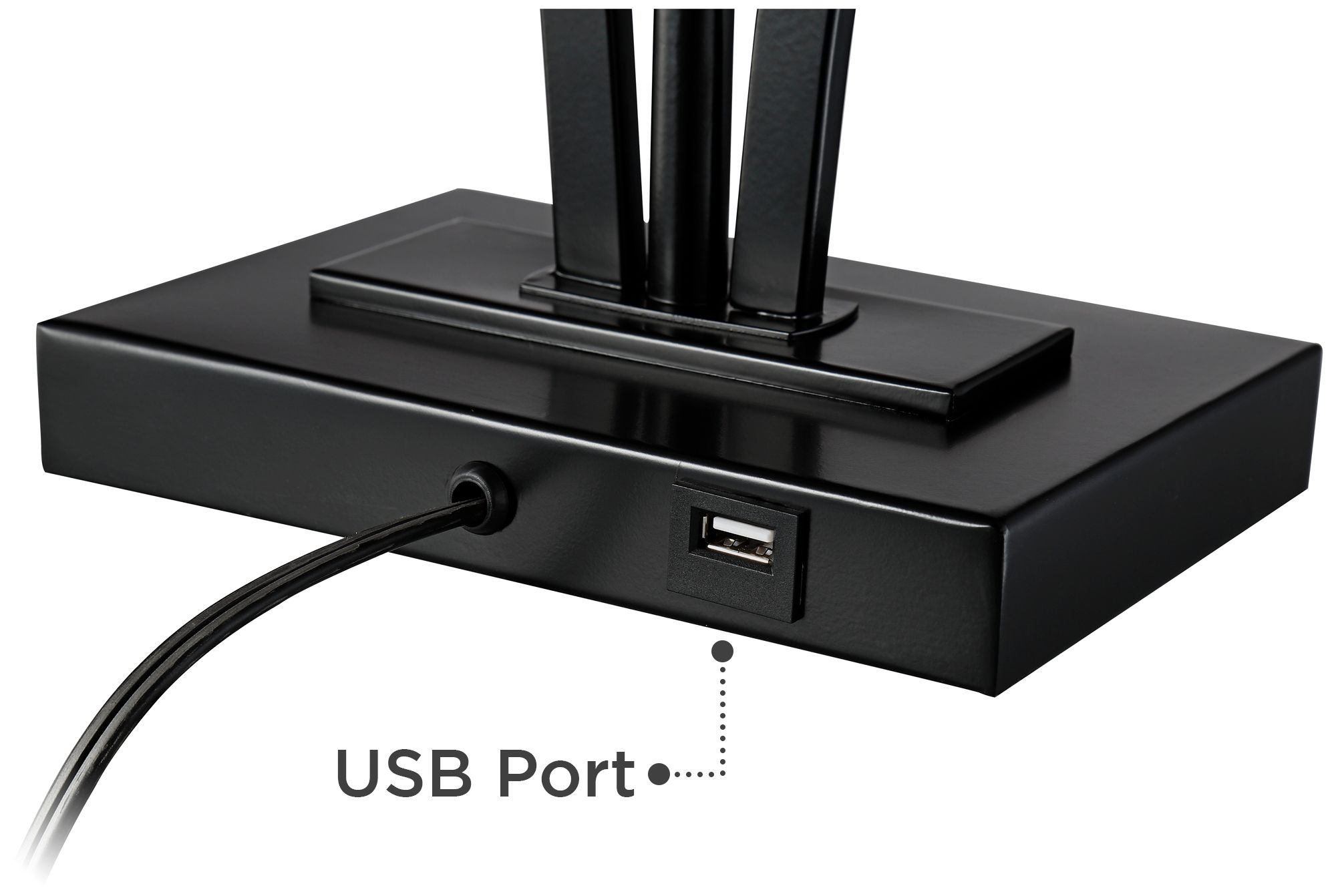 Ally Black Metal USB Table Lamps Set of 2 63R34 Lamps Plus