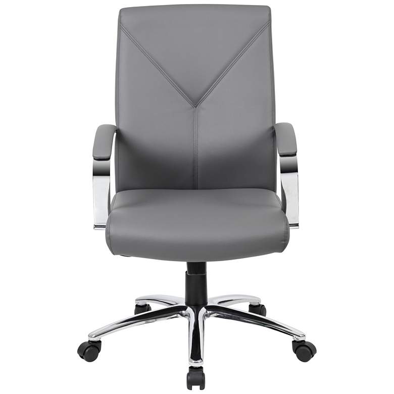 Image 3 Boss Gray LeatherPlus Adjustable Swivel Executive Chair more views
