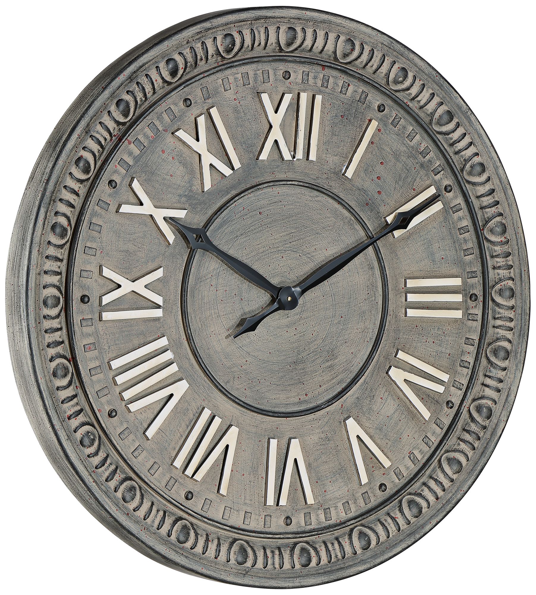Romana 34 1/2" Wide Gray Roman Numeral Metal Wall Clock 64K63