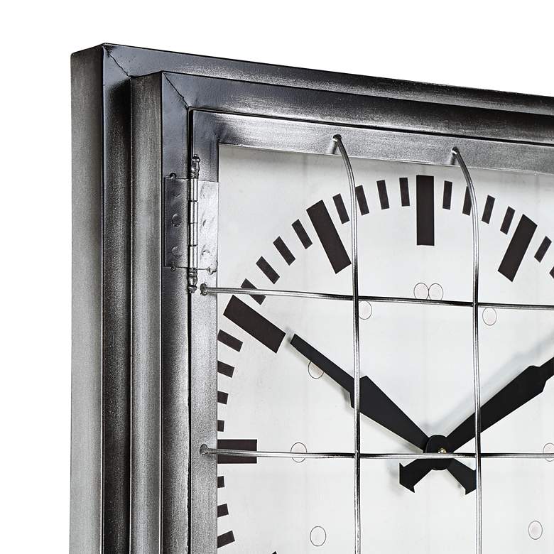Iles 20&quot; Wide Square Caged Metal Wall Clock more views