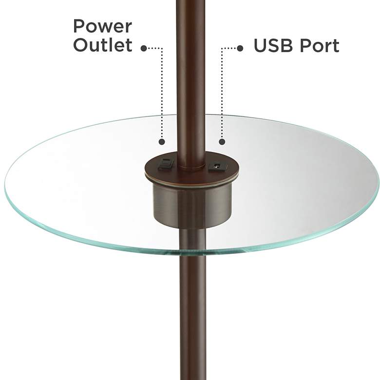 Image 6 Morrow Bronze Tray Table Floor Lamp with USB Port and Outlet more views