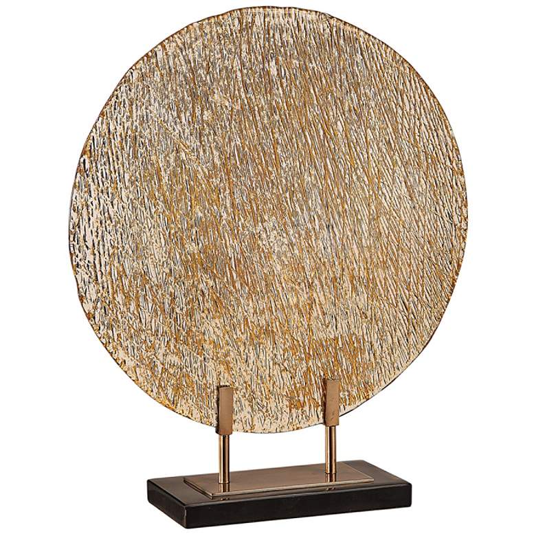 Layan 21&quot; High Gold Rippled Art Glass Charger with Stand more views