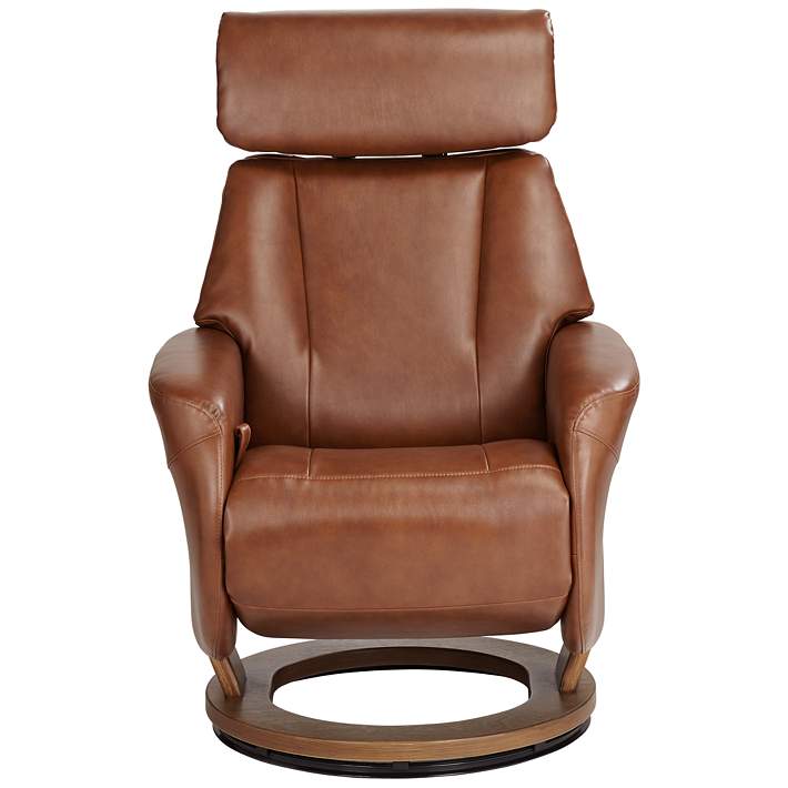 Augusta Brown Faux Leather 4 Way Modern, Brown Leather Swivel Recliner Chair
