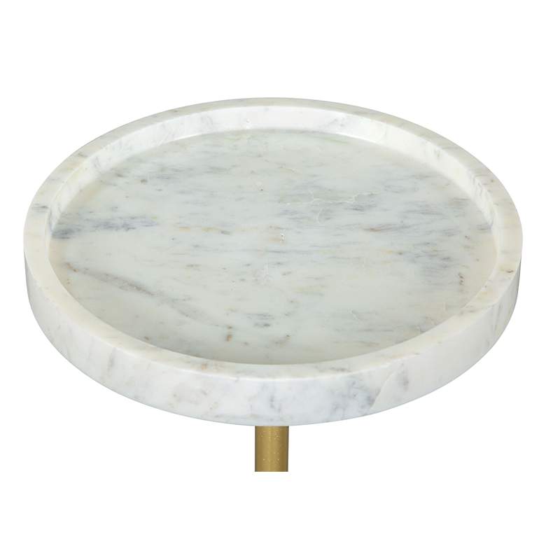 Zuo Johan 9 3/4&quot; Wide White Marble Gold Metal Round Side Table more views