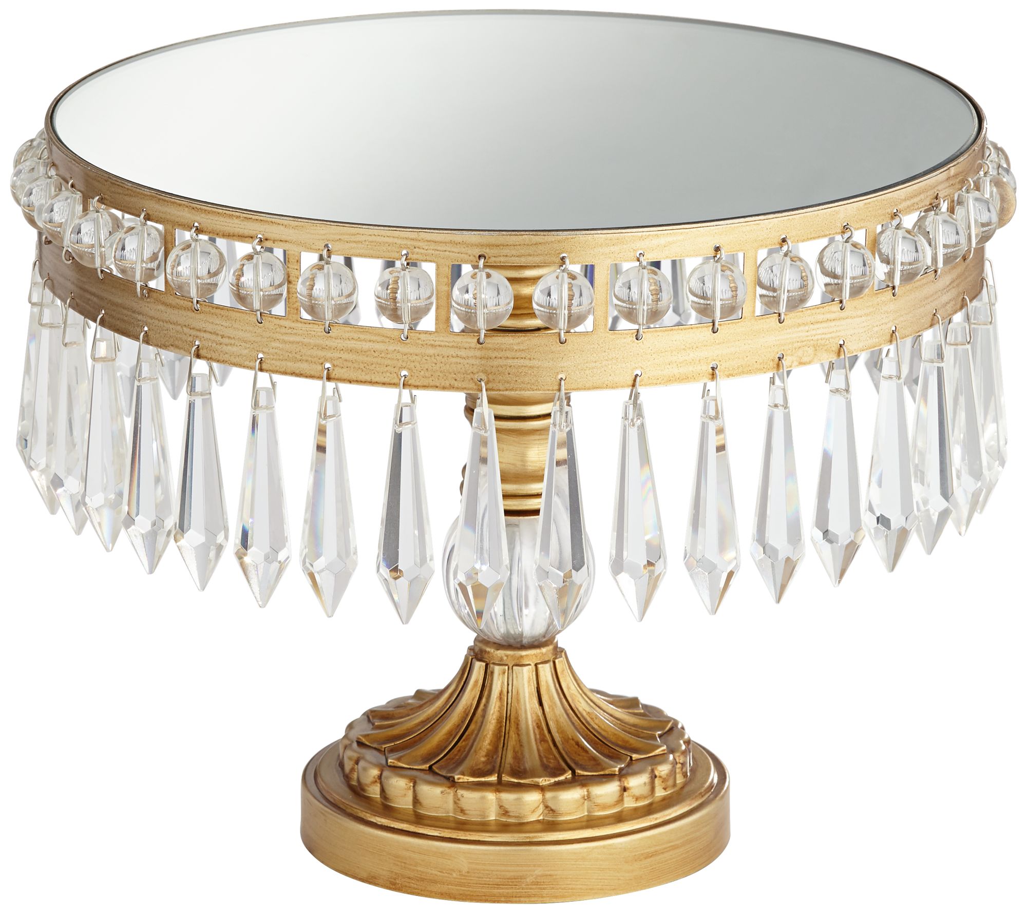 Antique Gold 8 1/2" High Crystal Cake Stand 65F27 Lamps Plus