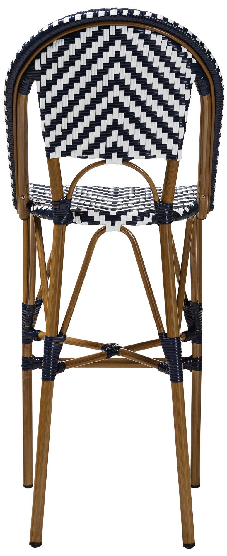 Ilene 29 1/2"H WhiteBlue Wicker IndoorOutdoor Bar Stool 65G46