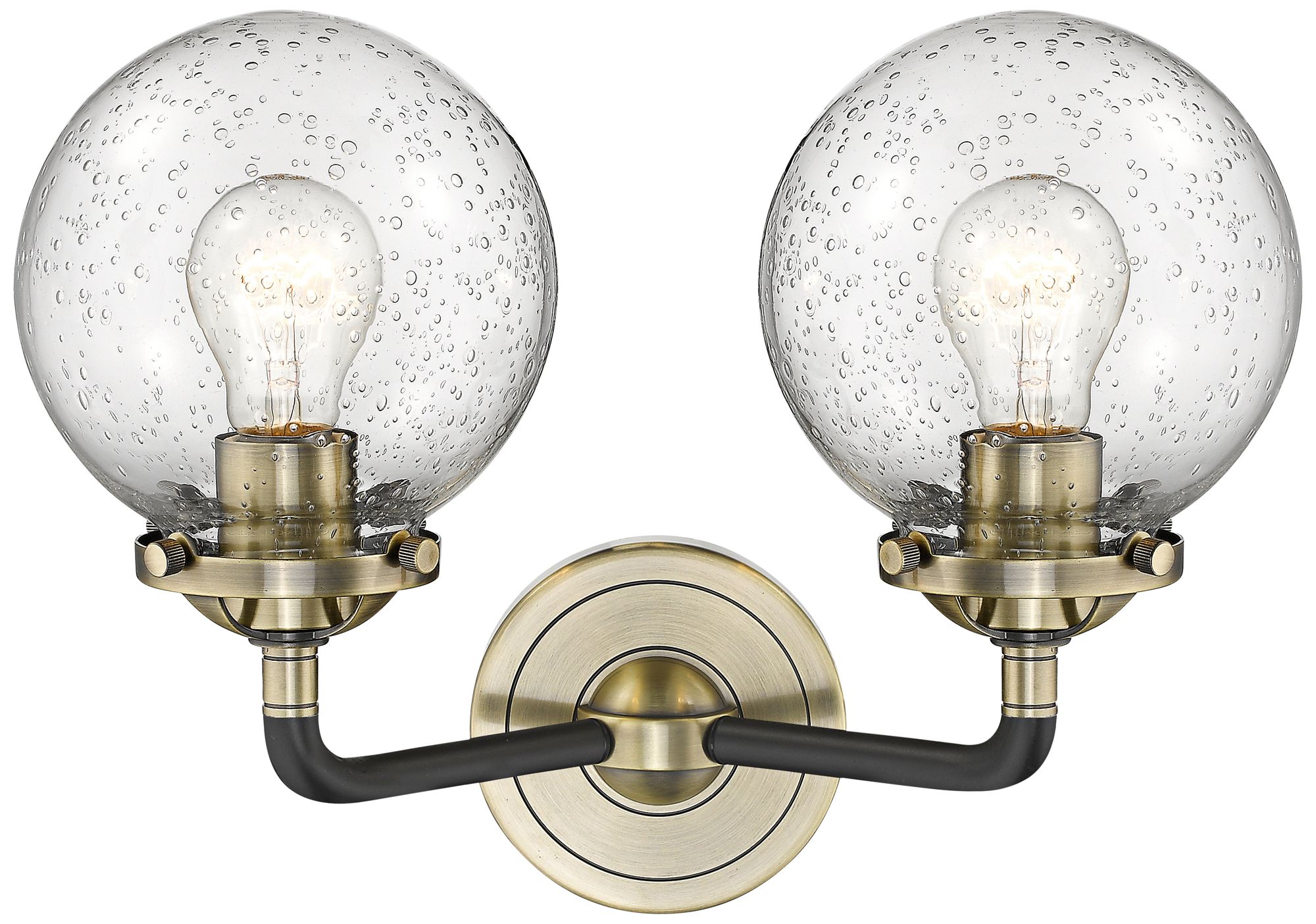 Beacon 11" High Black and Brass 2Light Wall Sconce 65G93 Lamps Plus