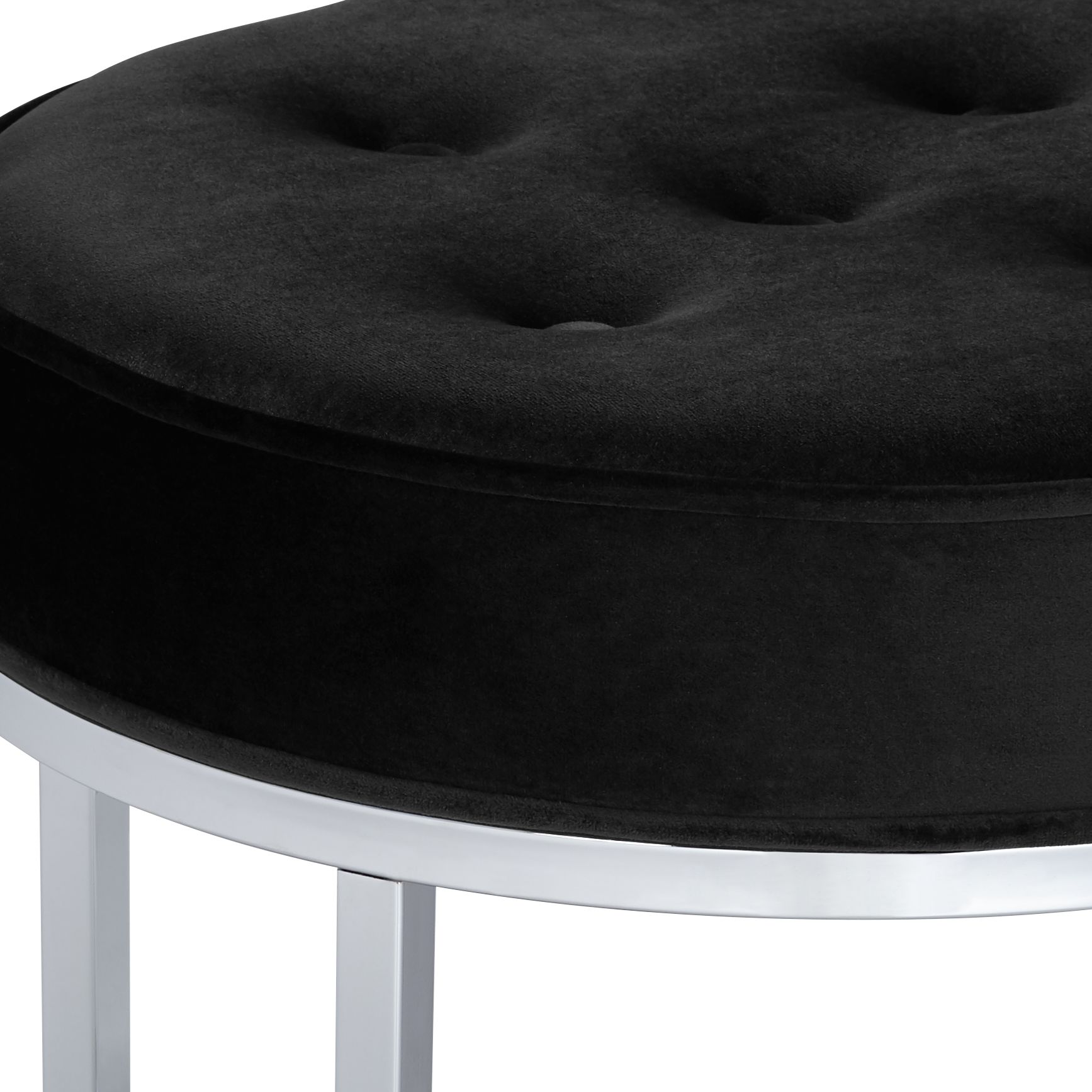 Priscilla Black Velvet Tufted Metal Round Accent Stool 65R46 Lamps Plus