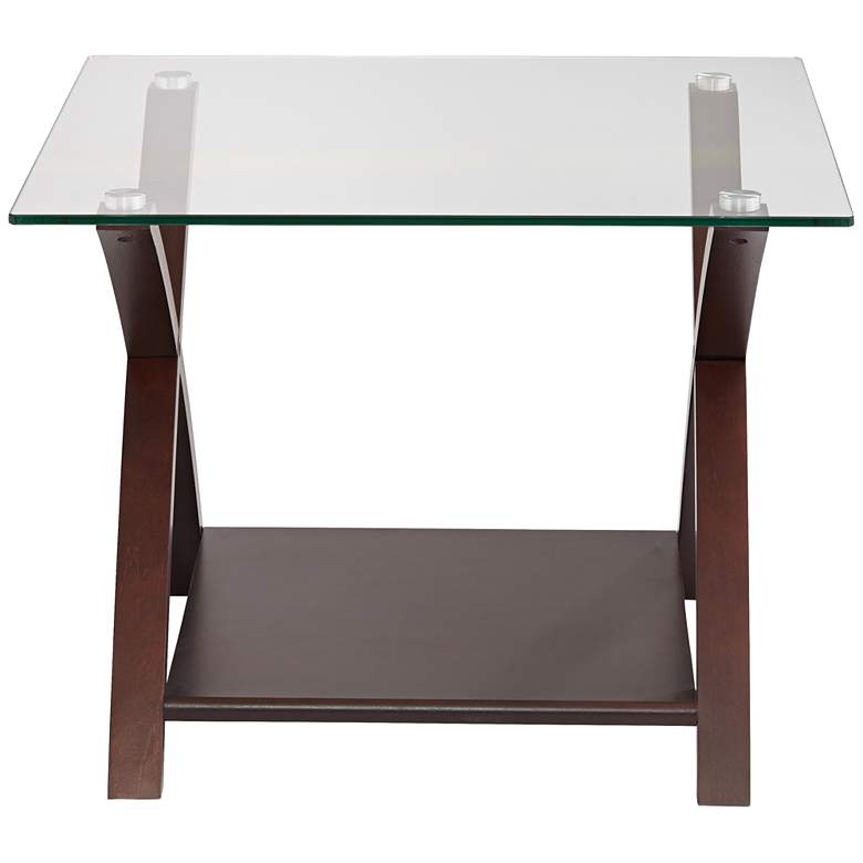 Ashton Espresso Wood and Glass Top End Table more views