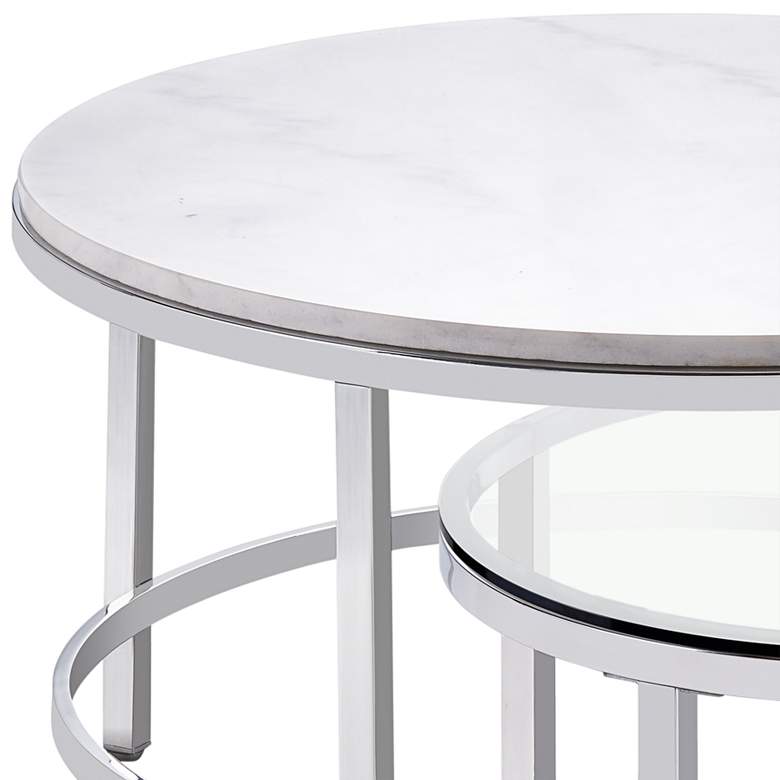Jadyn 34&quot; Wide Polished Chrome Round Cocktail Table more views