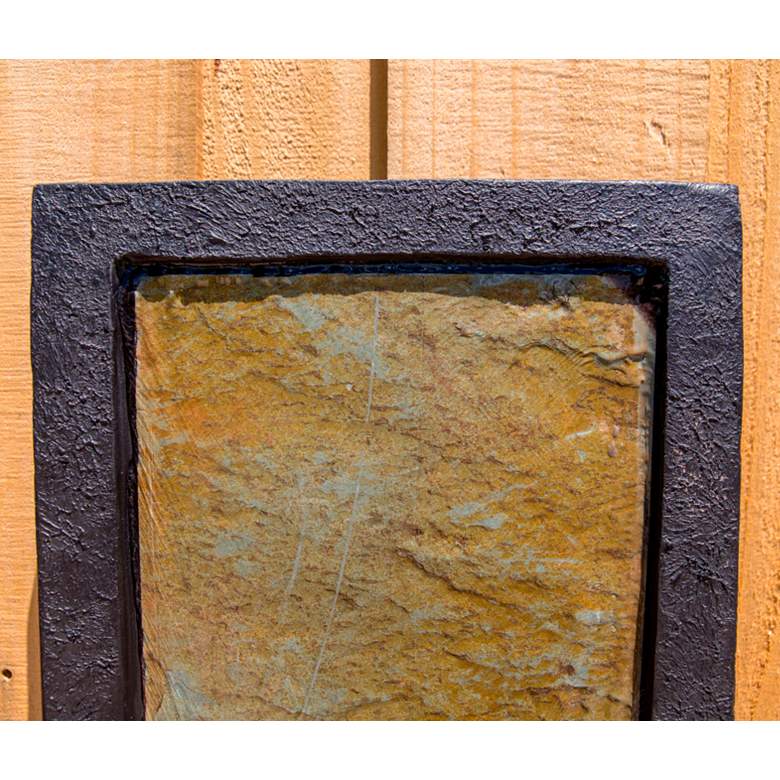Image 6 Triptych 37" Natural Slate Modern Wall Fountain with Light more views