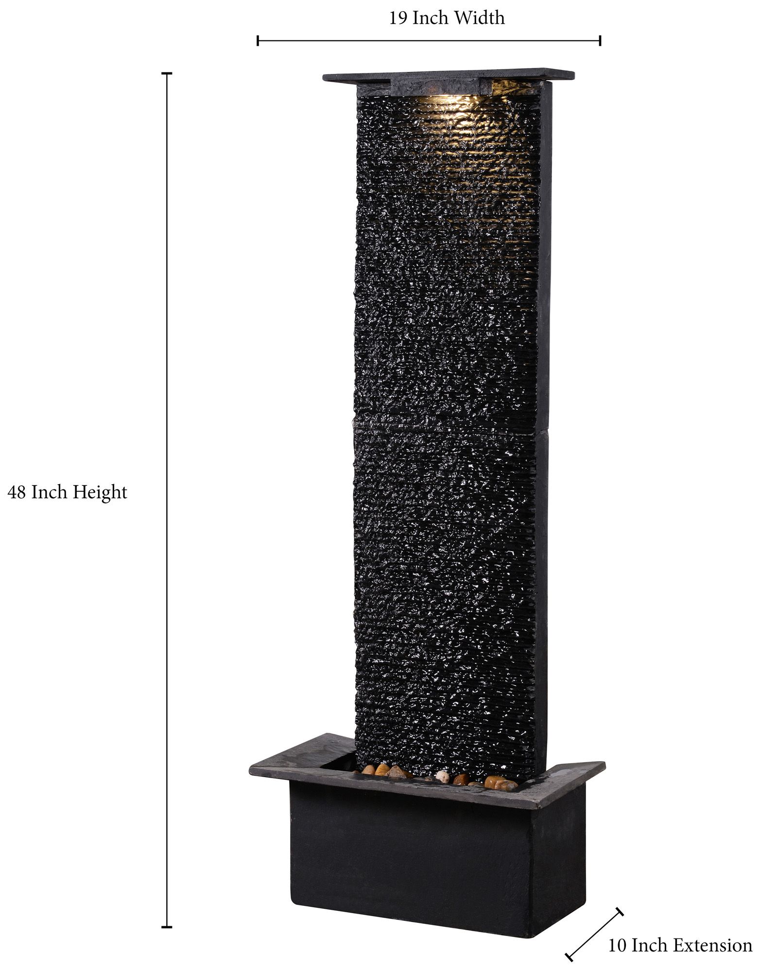 Alluvium 48 High Black Slate Stone Modern Floor Fountain 66k56