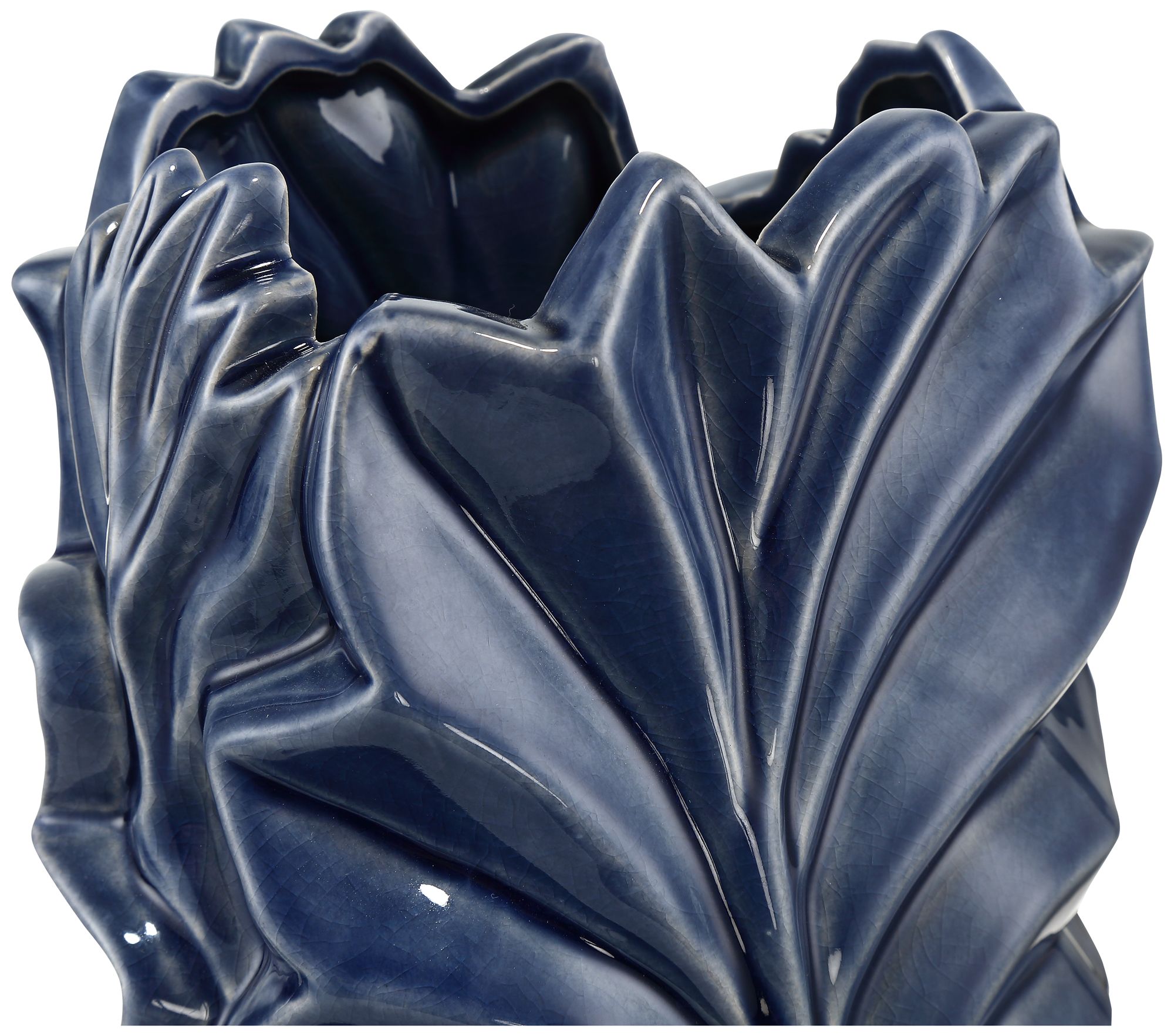 Leaf Dark Blue Modern Ceramic Jar Vases Set of 2 66K76 Lamps Plus