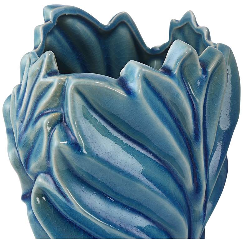 Image 3 Light Blue Leaf Ceramic Jars Set of 2 more views