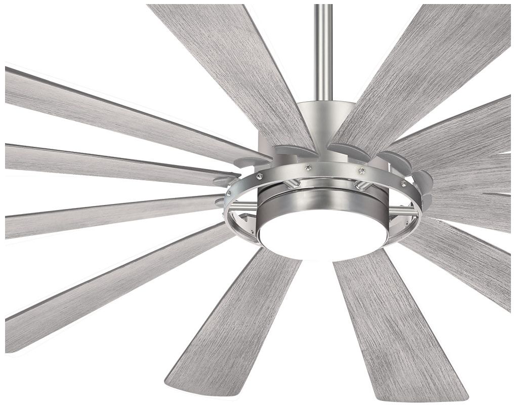 65" Minka Aire Windmolen Brushed Steel Smart Fan LED Wet Ceiling Fan