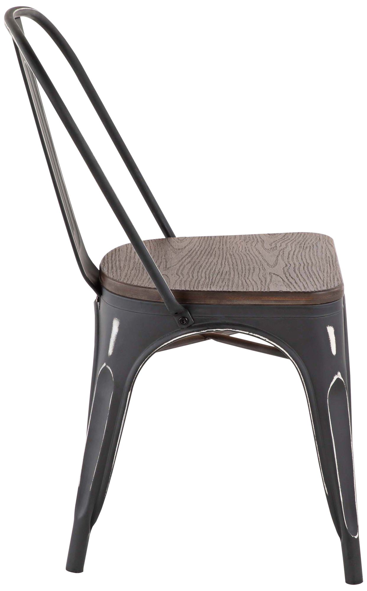 Oregon Vintage Black Metal Stackable Dining Chairs Set of 2 67W76