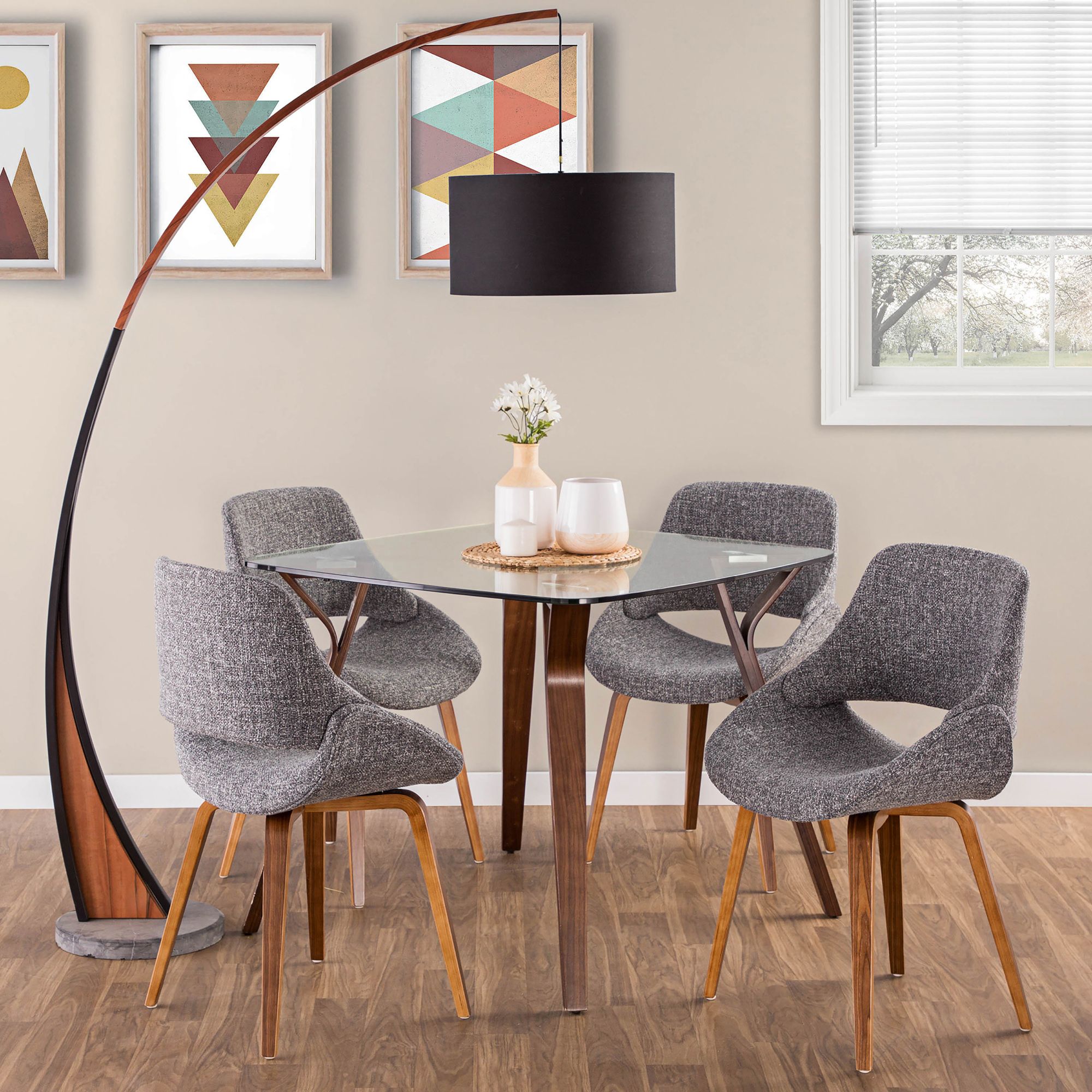 Folia 38 1/2" Wide Clear Glass and Walnut Wood Dining ...