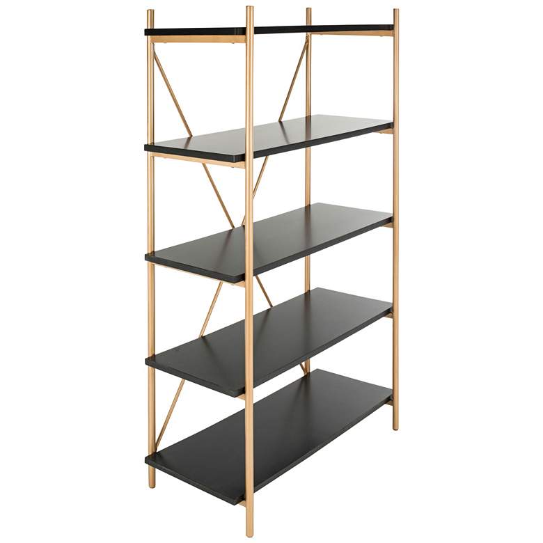 Rigby 72&quot; High Black and Gold Modern Etagere Shelf more views