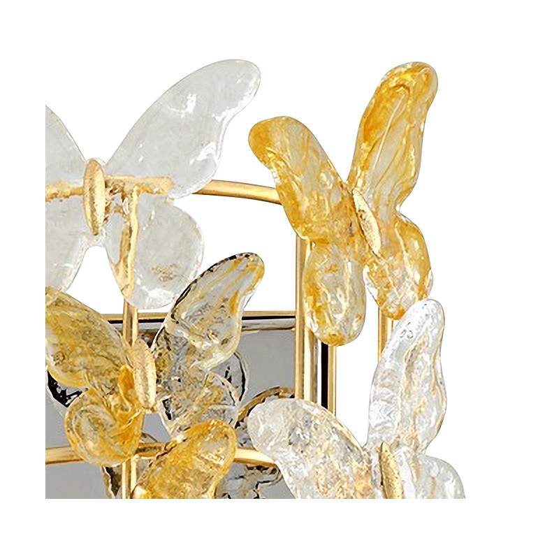 Image 2 Milan 19 3/4" High Gold Leaf Sconce w/ Glass Butterfly Shade more views