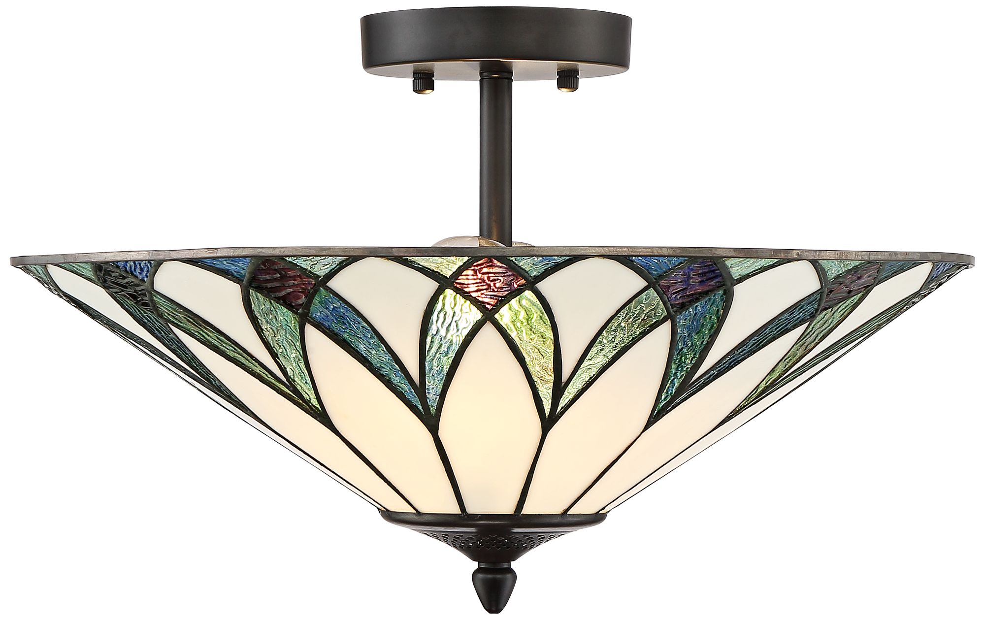 Filton 18" Wide Blue Tiffany Style Ceiling Light 68D13 Lamps Plus