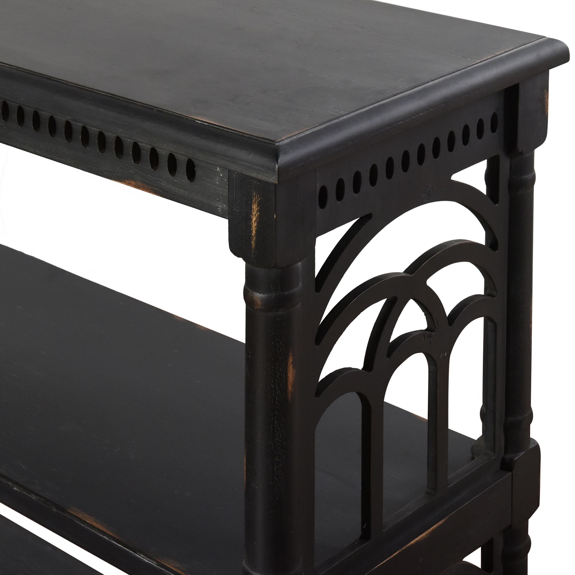 Distressed Black Wood 47" Wide 3-Tier Console Table - #68V58 | Lamps Plus