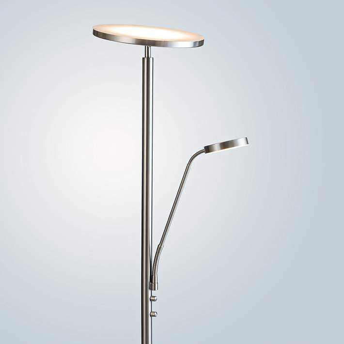 Monet Brushed Nickel Led Torchiere Lamp W Reading Light